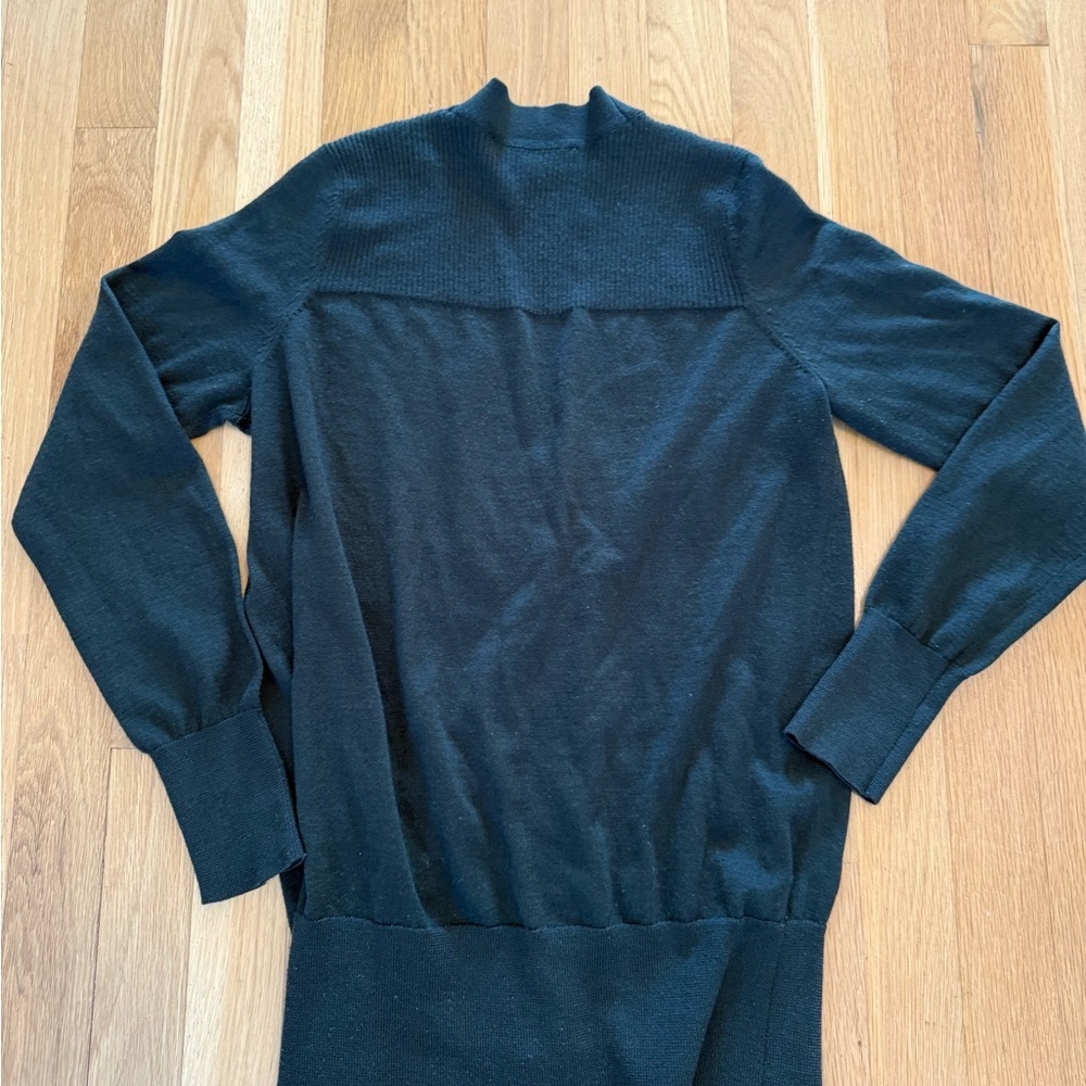 LOFT V-Neck Preppy Academia Cardigan Sweater M Deep Forest Green Wool Blend - Picture 6 of 8